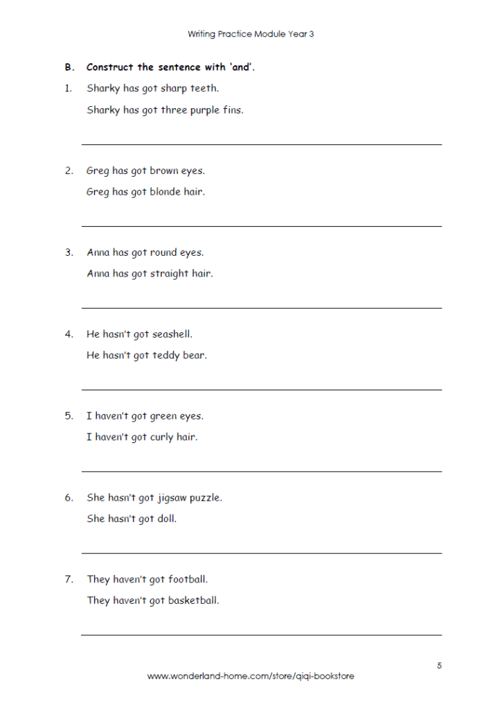 Writing Practice Module Year 3 - Wonderland Home